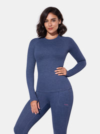 PowerBand Resistance Faux Denim Long Sleeve Top
