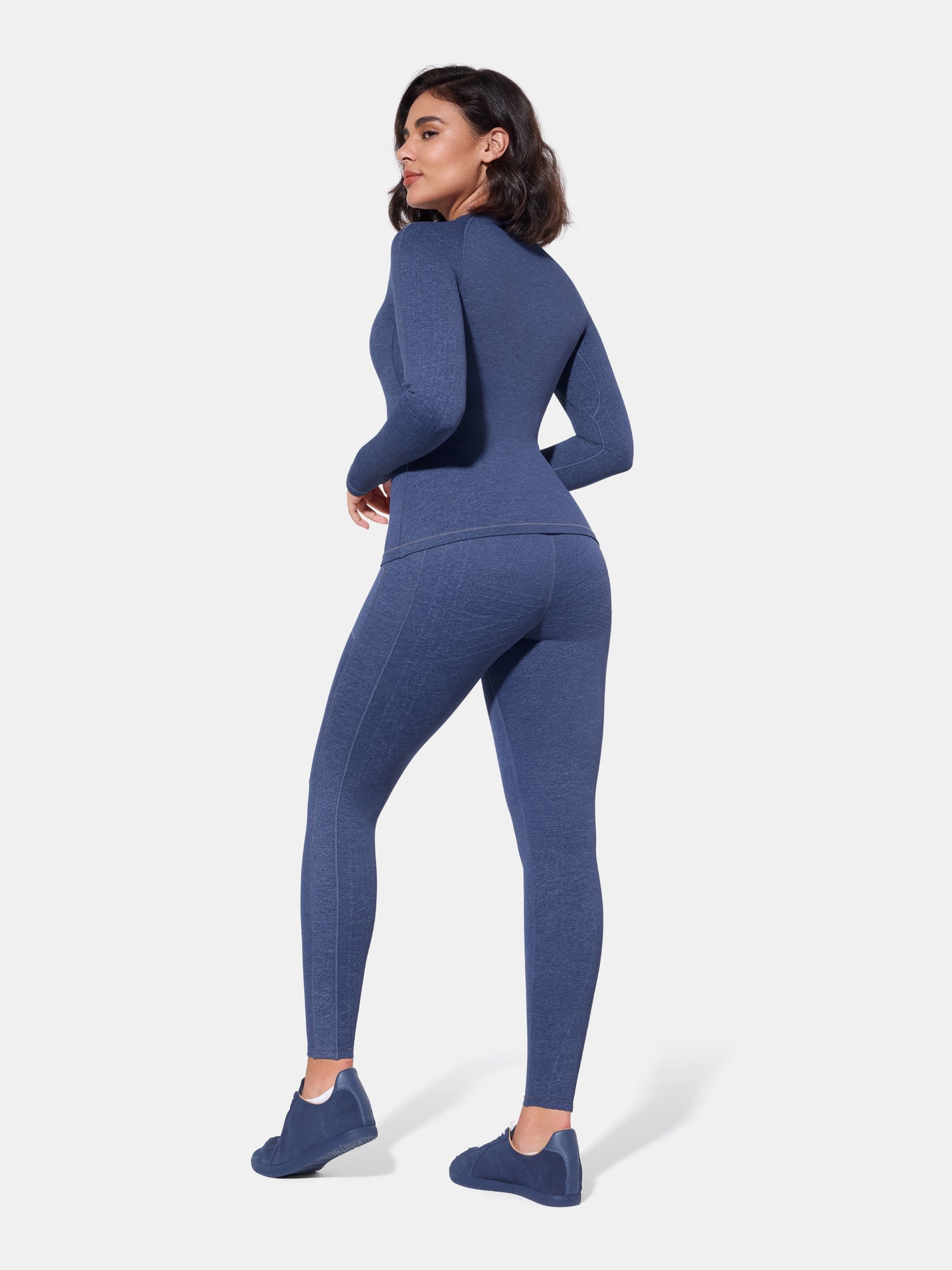 PowerBand Resistance Faux Denim Long Sleeve Top