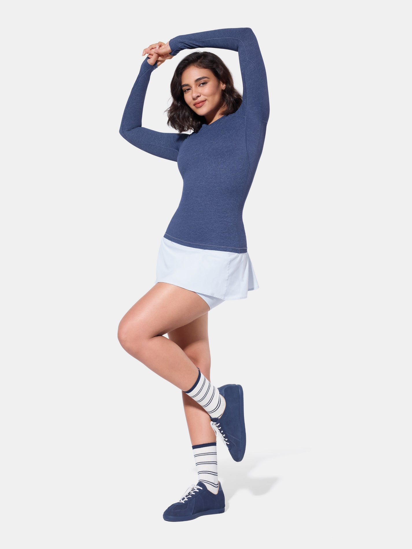 PowerBand Resistance Faux Denim Long Sleeve Top