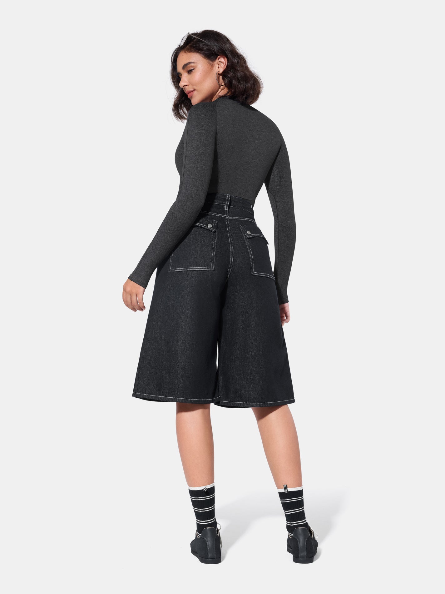 PowerBand Resistance Faux Denim Long Sleeve Top