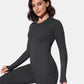 PowerBand Resistance Faux Denim Long Sleeve Top