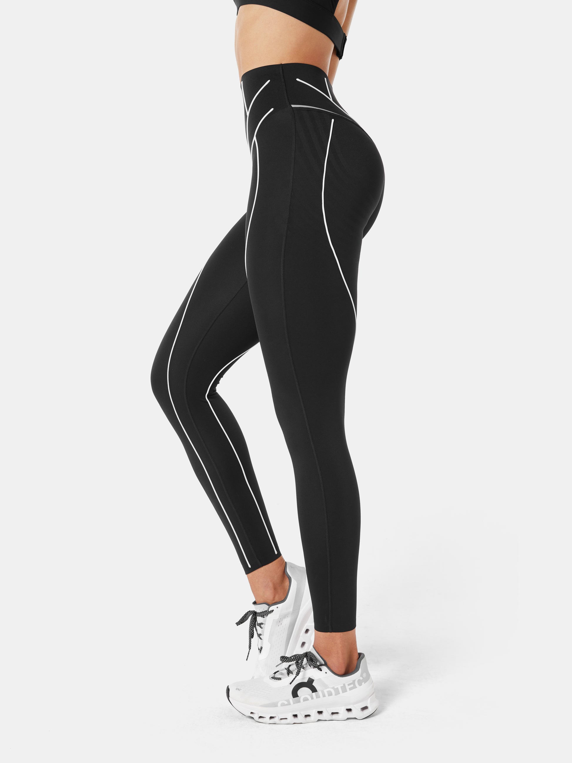 Piped Side Sporty Zip-Up Leggings - Women - Ready-to-Wear