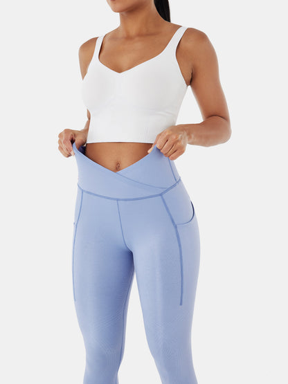 Body Sculpt Faux Leather Side Pocket Leggings Daybreak