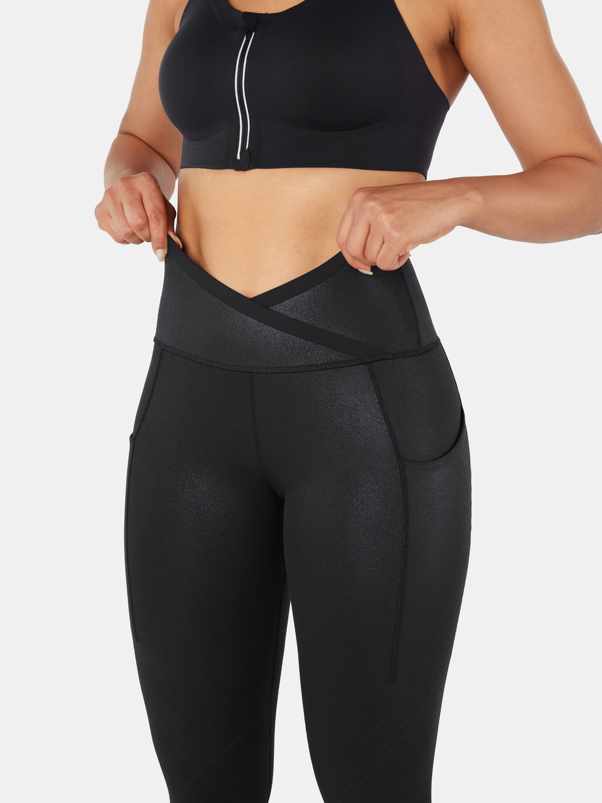  Fanka Compression Body Sculpt Side Pocket Leggings for Women No  See Through Reversible Wear High Waisted Yoga Pants Workout Black :  Clothing, Shoes & Jewelry