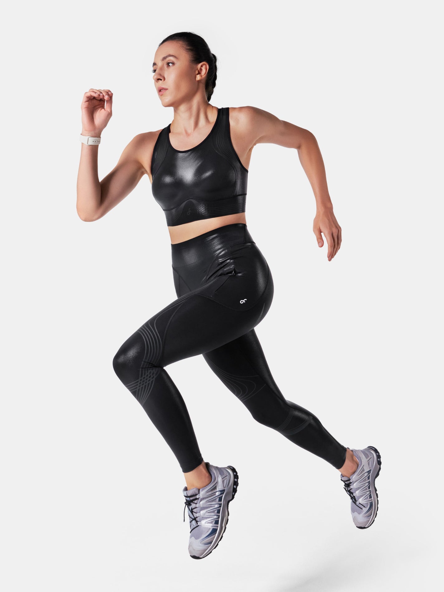 Body Sculpt Glossy Leather Sports Bra, A-D Cups