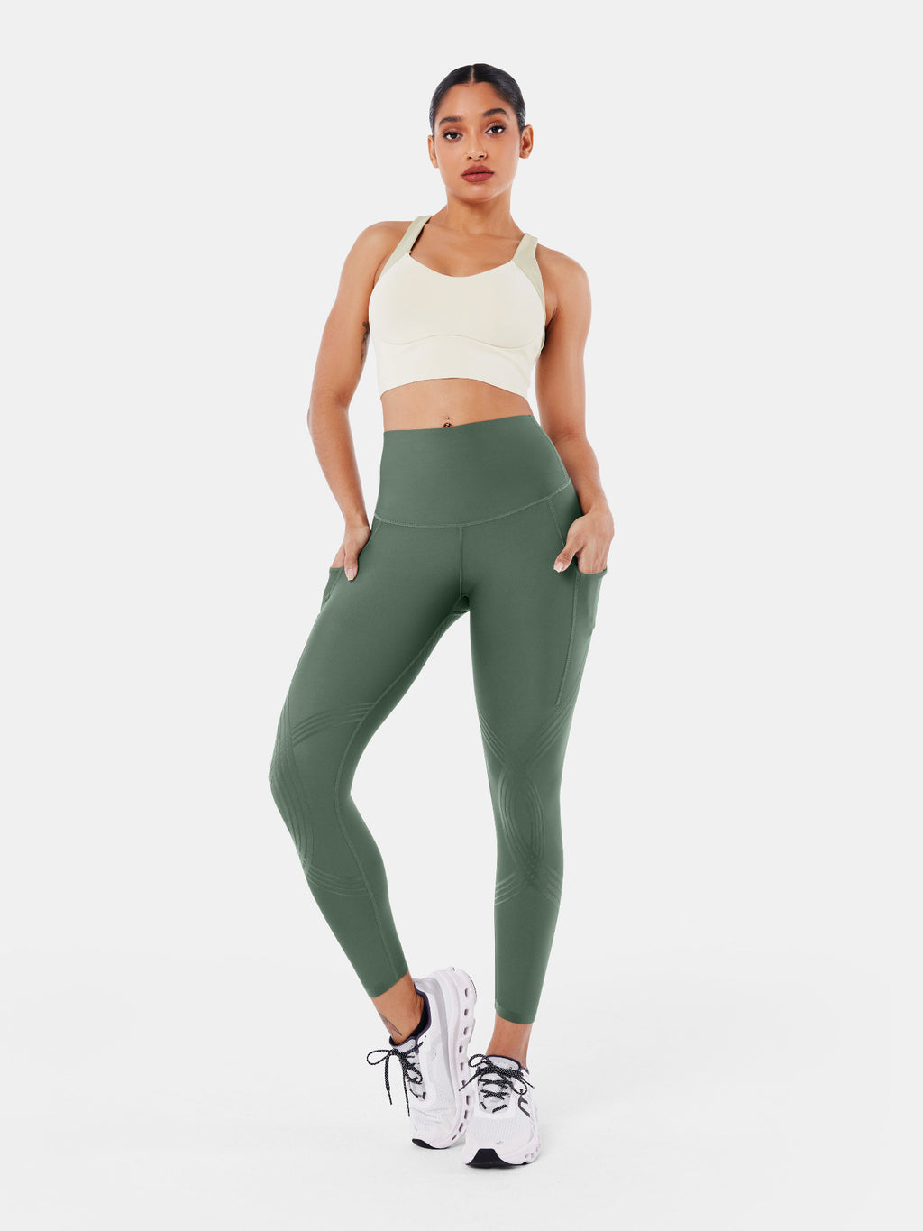 Body Sculpt Side Pocket 7/8 Leggings Antique Green