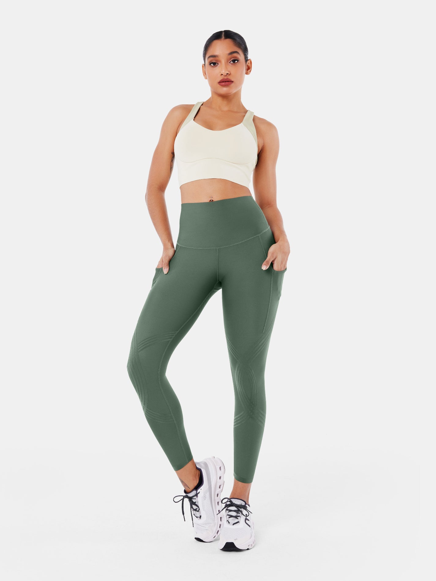 Body Sculpt Side Pocket 7/8 Leggings Antique Green