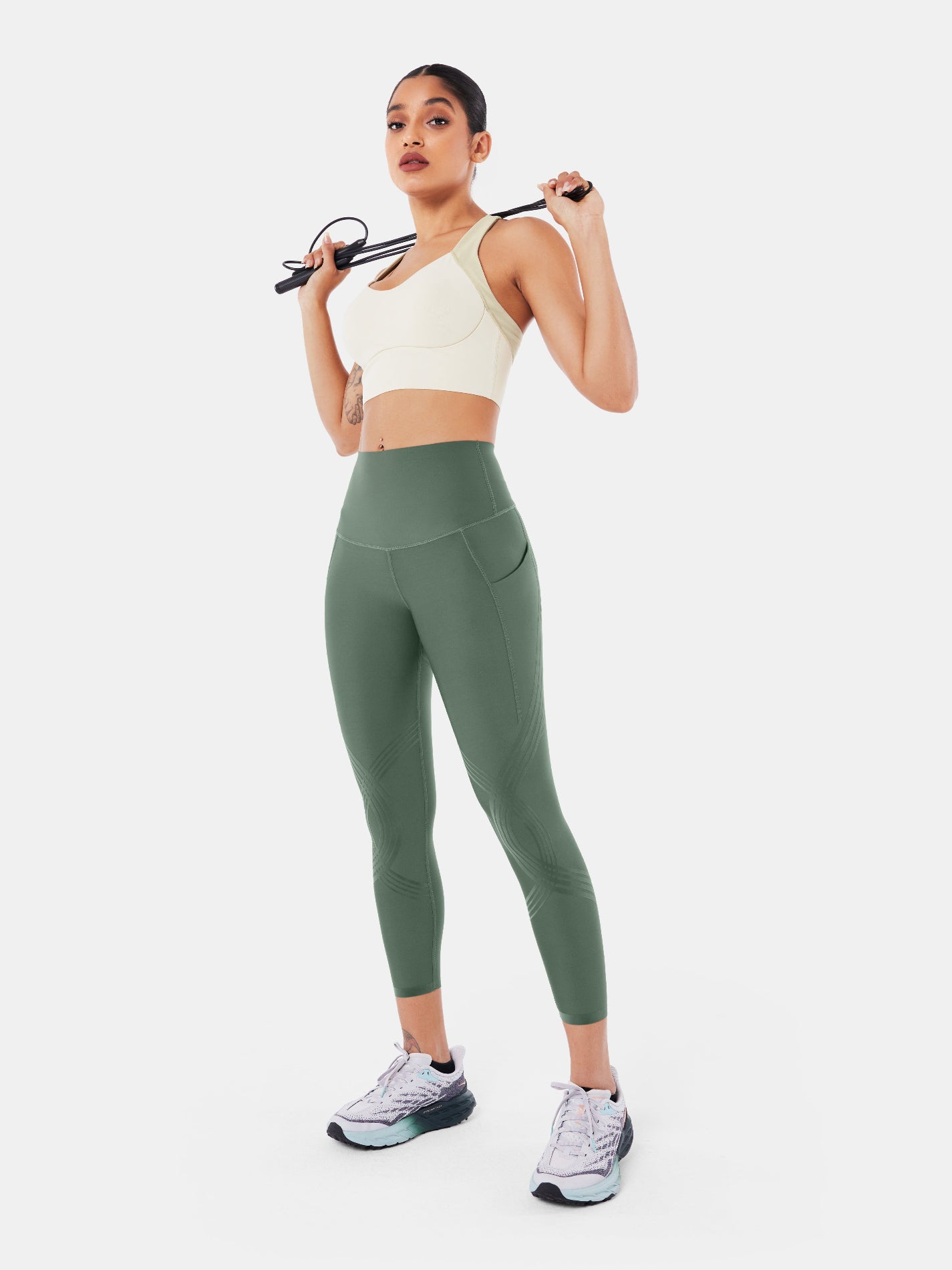 Body Sculpt Side Pocket 7/8 Leggings Antique Green