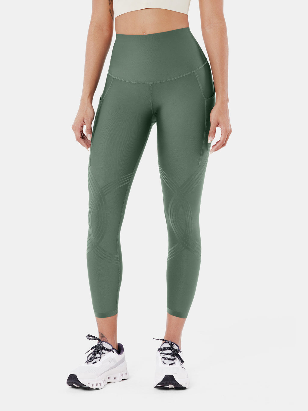 Body Sculpt Side Pocket 7/8 Leggings Antique Green