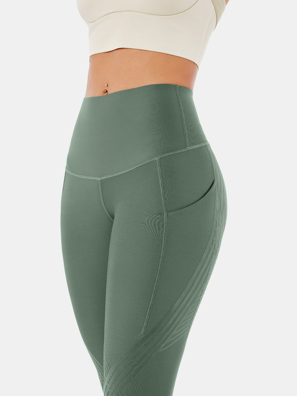 Body Sculpt Side Pocket 7/8 Leggings Antique Green