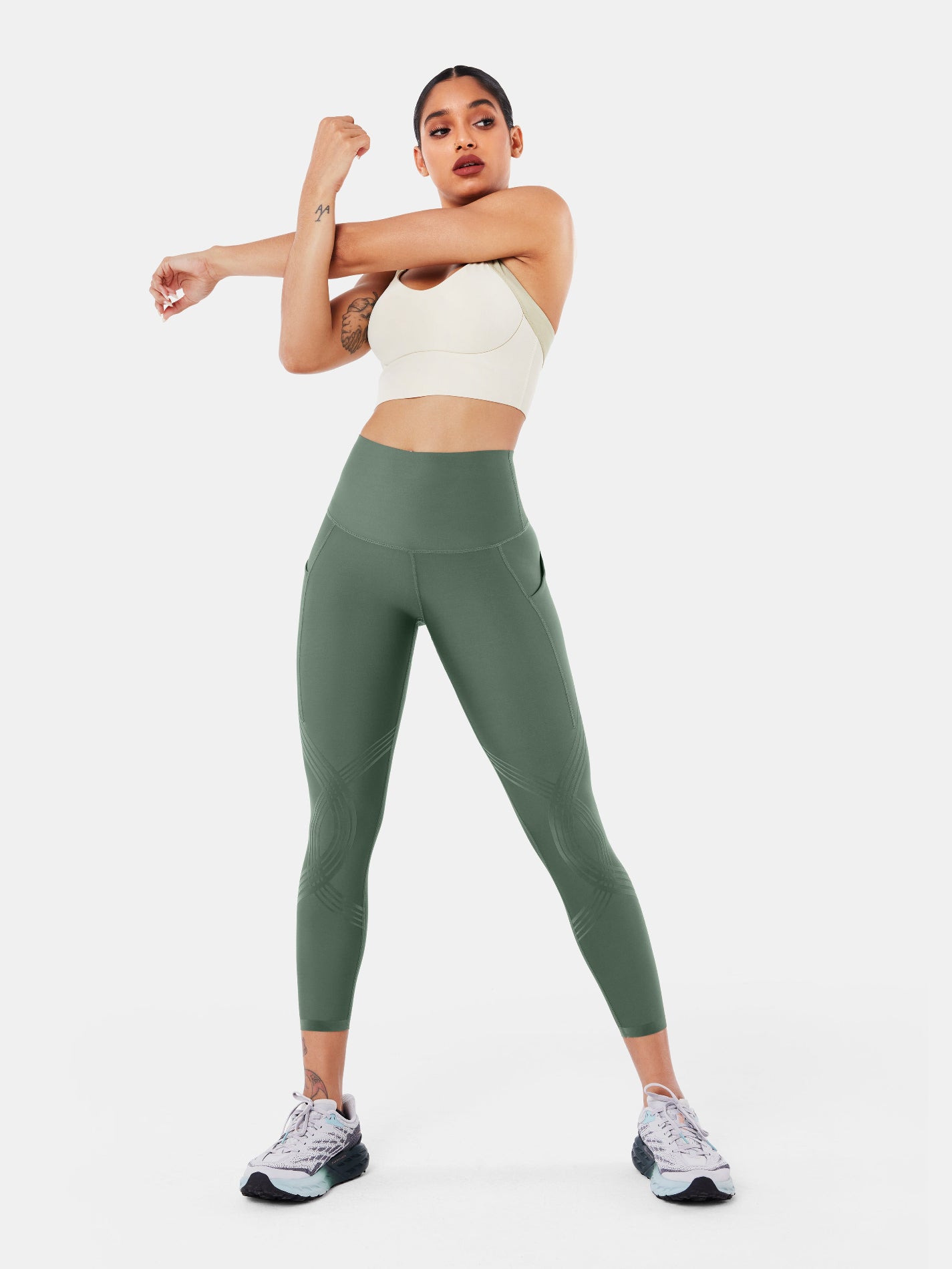 Body Sculpt Side Pocket 7/8 Leggings Antique Green