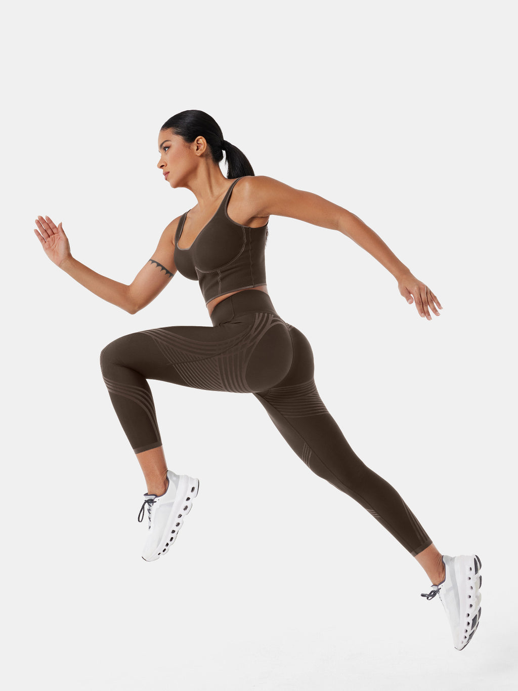 Body Sculpt Side Pocket 7/8 Leggings Chocolate Brown